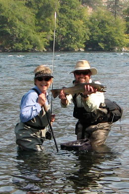 A nice bull trout caught by a client on the Deschutes River