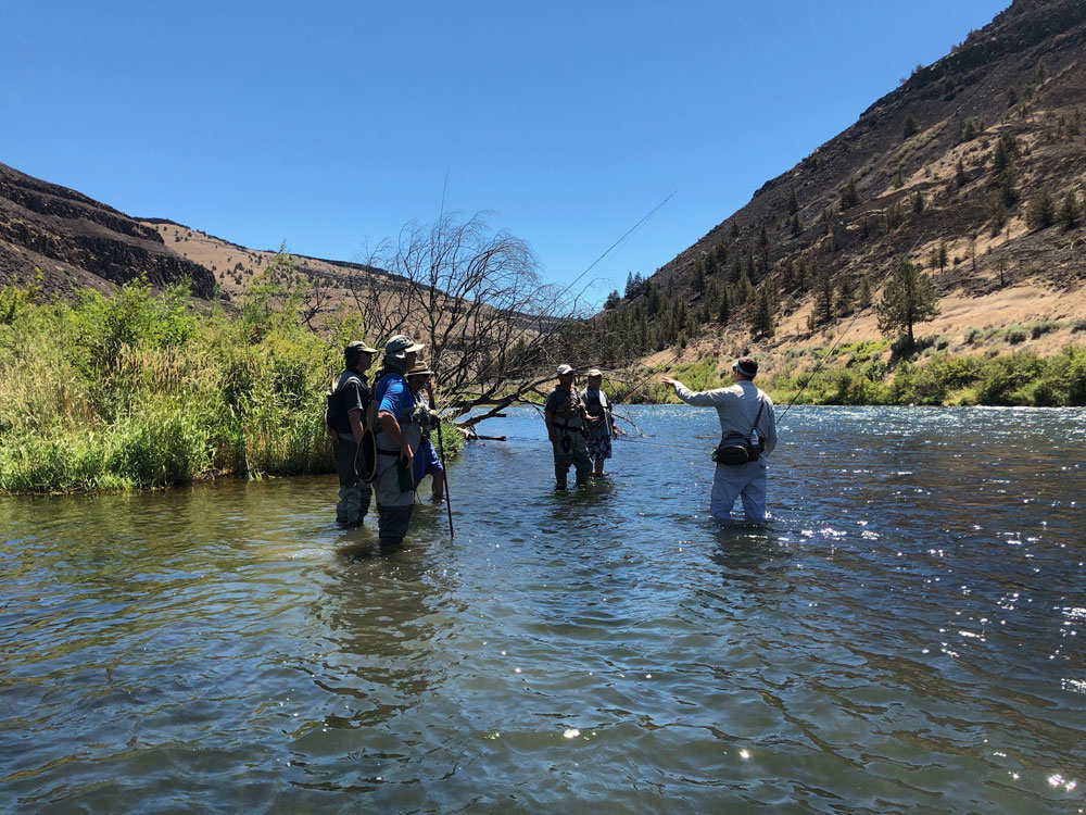 A fly fishing class on the Deschutes River near Portland.