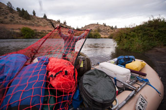 A gear boat being loader for an overnight float